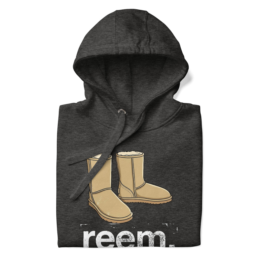 Charcoal heather Uggs Are Reem Classic unisex hoodie featuring a light logo design on the front.