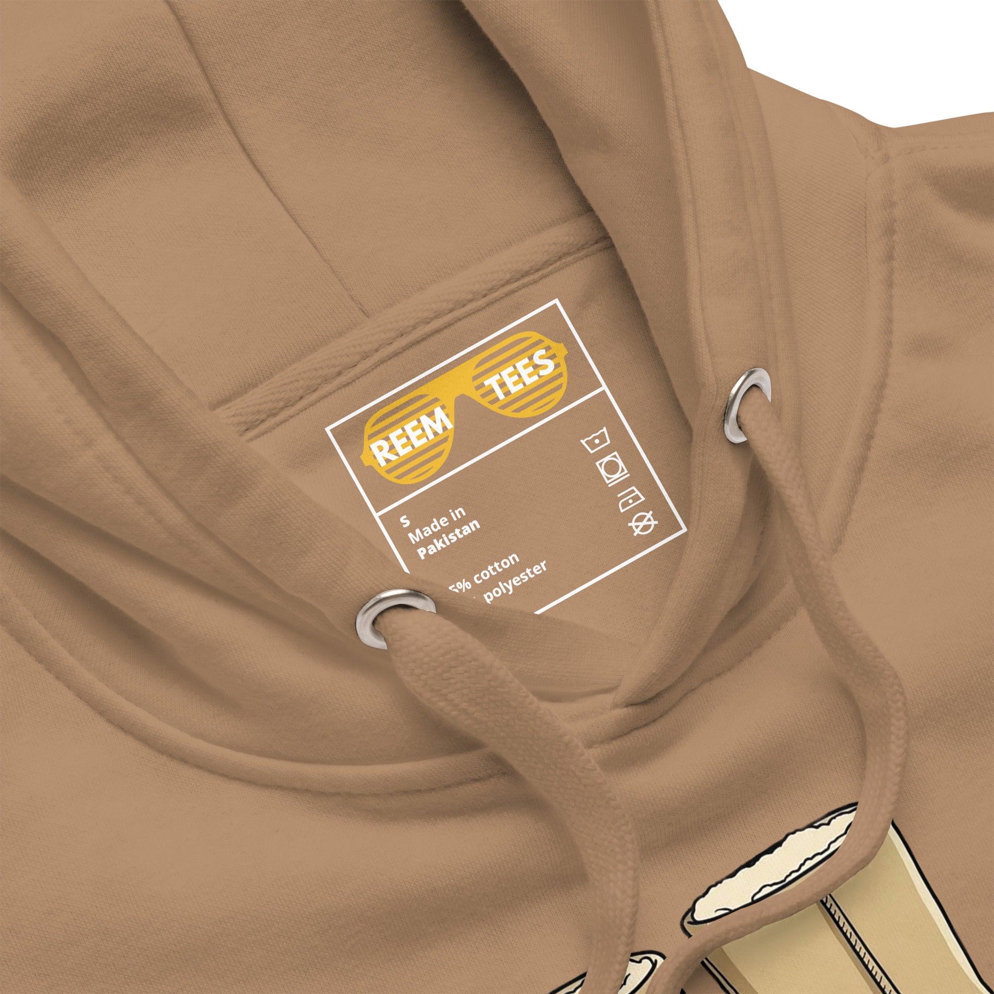 Unisex Reem Tees Uggs Are Reem Light Logo hoodie in latte color, featuring a classic pullover design and soft fabric.