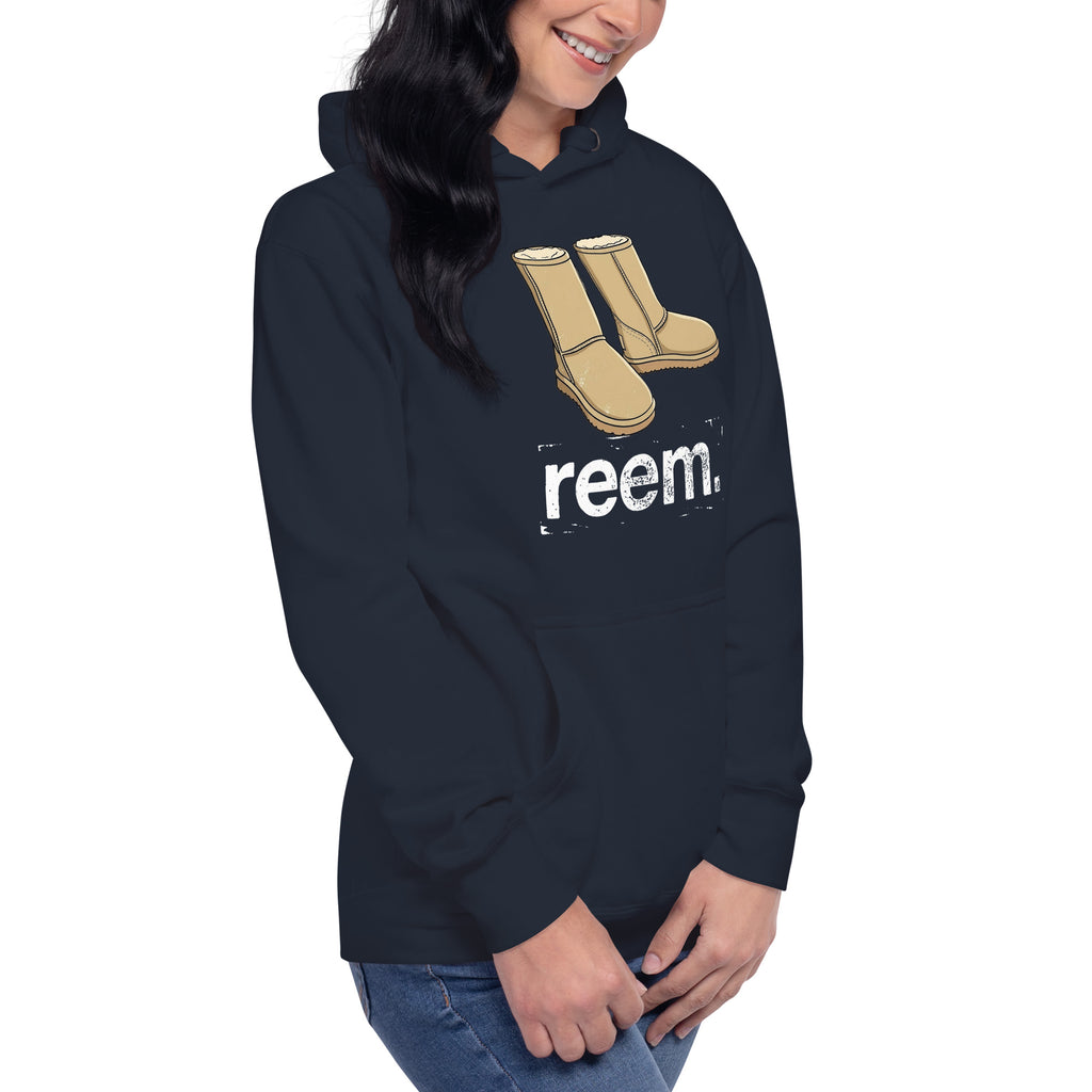 Unisex Uggs Are Reem Classic hoodie in navy blazer, featuring a light logo on a premium cotton pullover design.