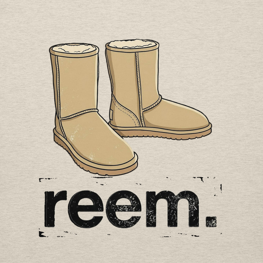 Unisex Uggs Are Reem Dark Logo hoodie in oatmeal heather, featuring a classic pullover design and soft cotton fabric.