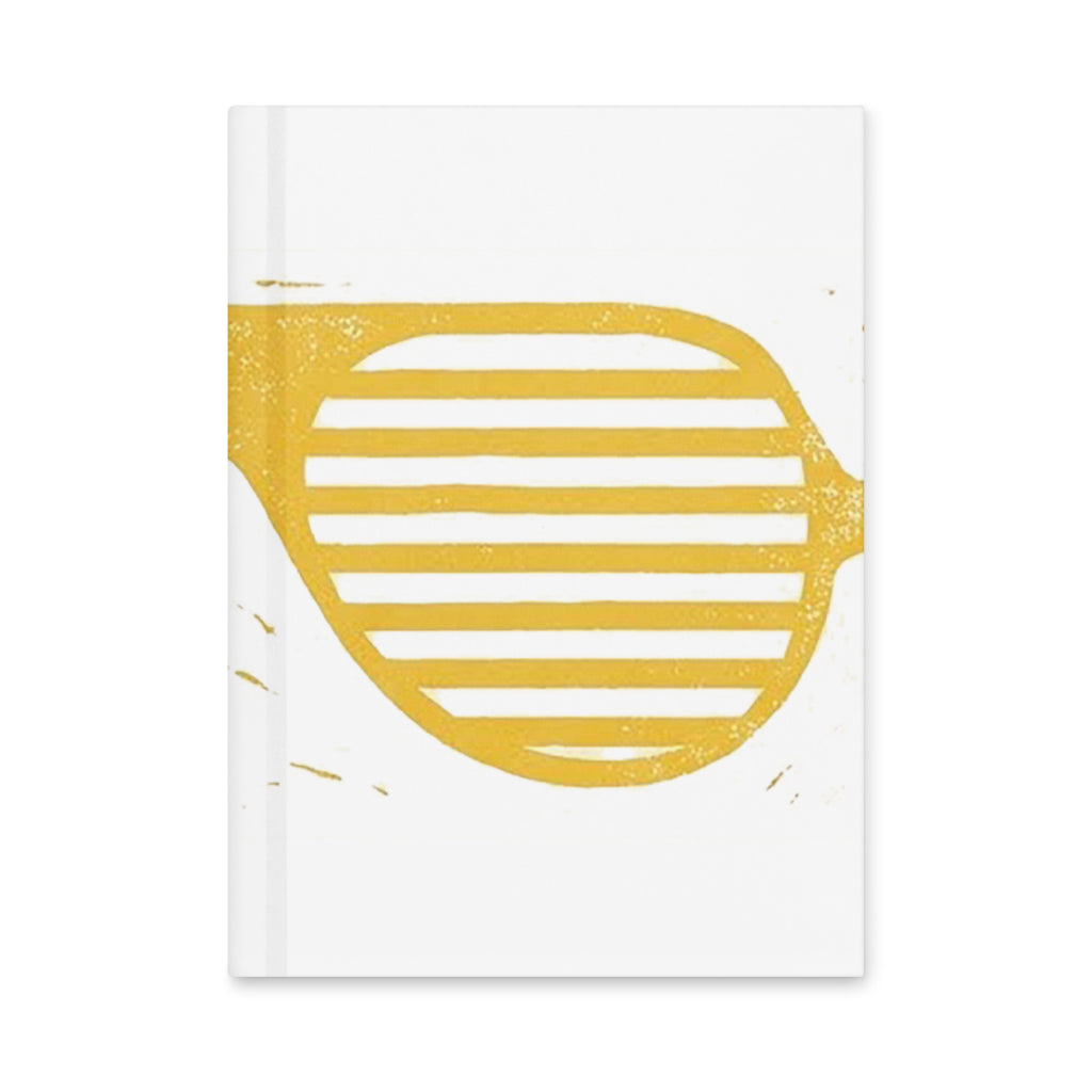Matte white hardcover journal featuring Reem Sunglasses design, sized 8x5.75 inches, with a sleek front cover.