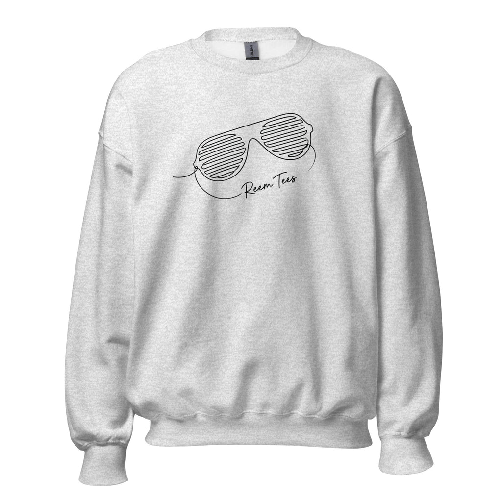 Be Reem Line Art unisex classic sweatshirt in ash color with crew neck design.