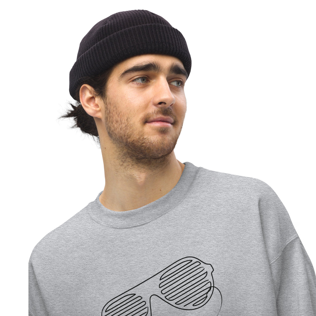 Sport grey unisex crew neck sweatshirt featuring Be Reem line art design by Reem Tees.