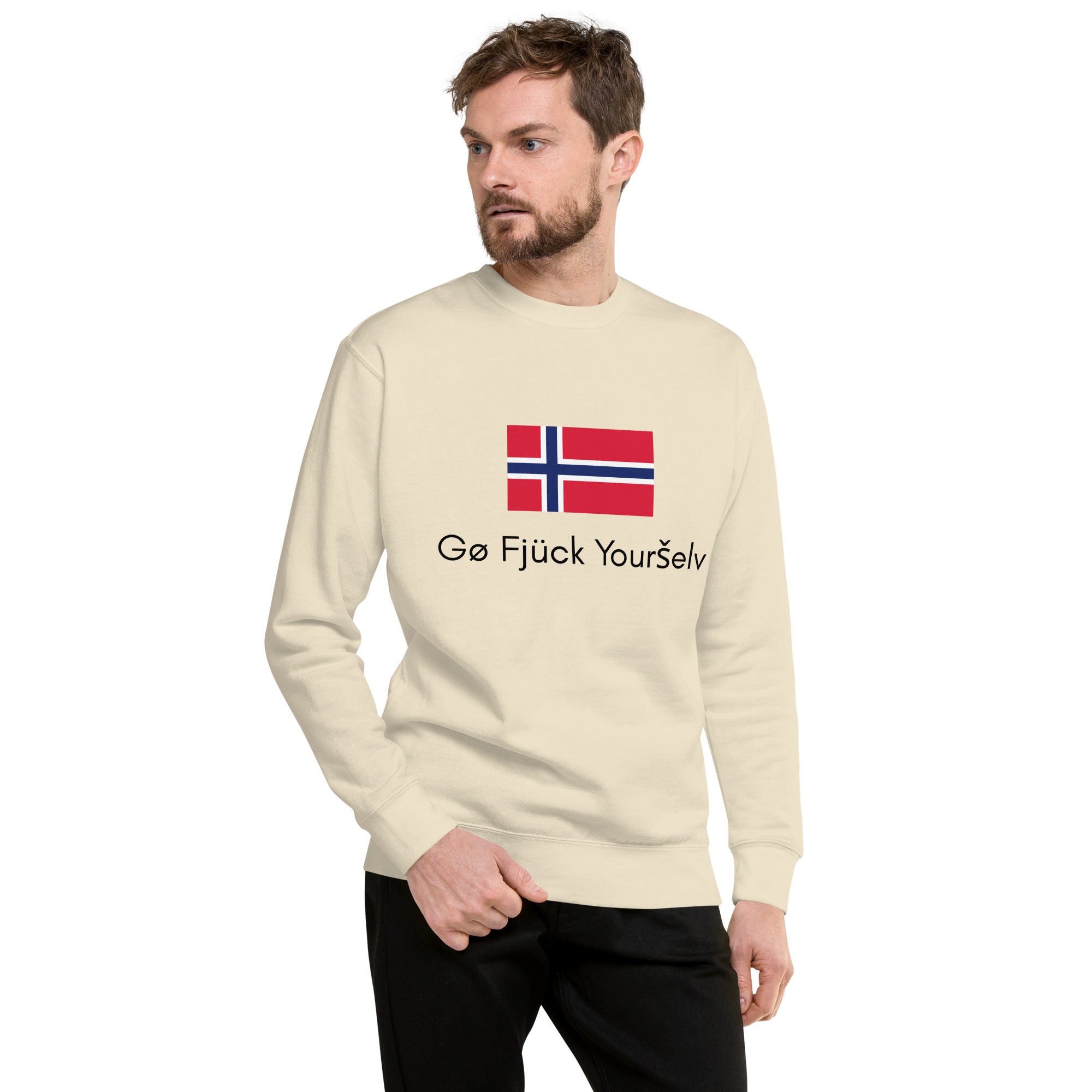 Go Fjuck Yourselv Norwegian Dark Logo Unisex Premium Sweatshirt