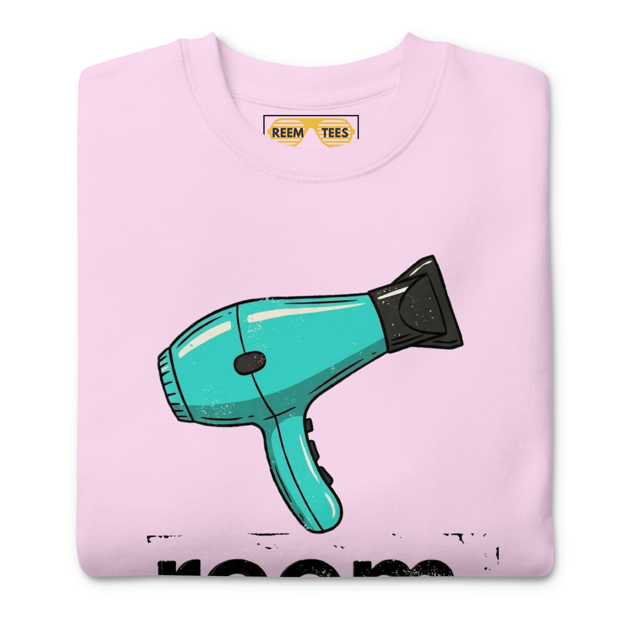 Lavender unisex premium sweatshirt by Reem Tees featuring a relaxed fit and soft fabric for comfort.