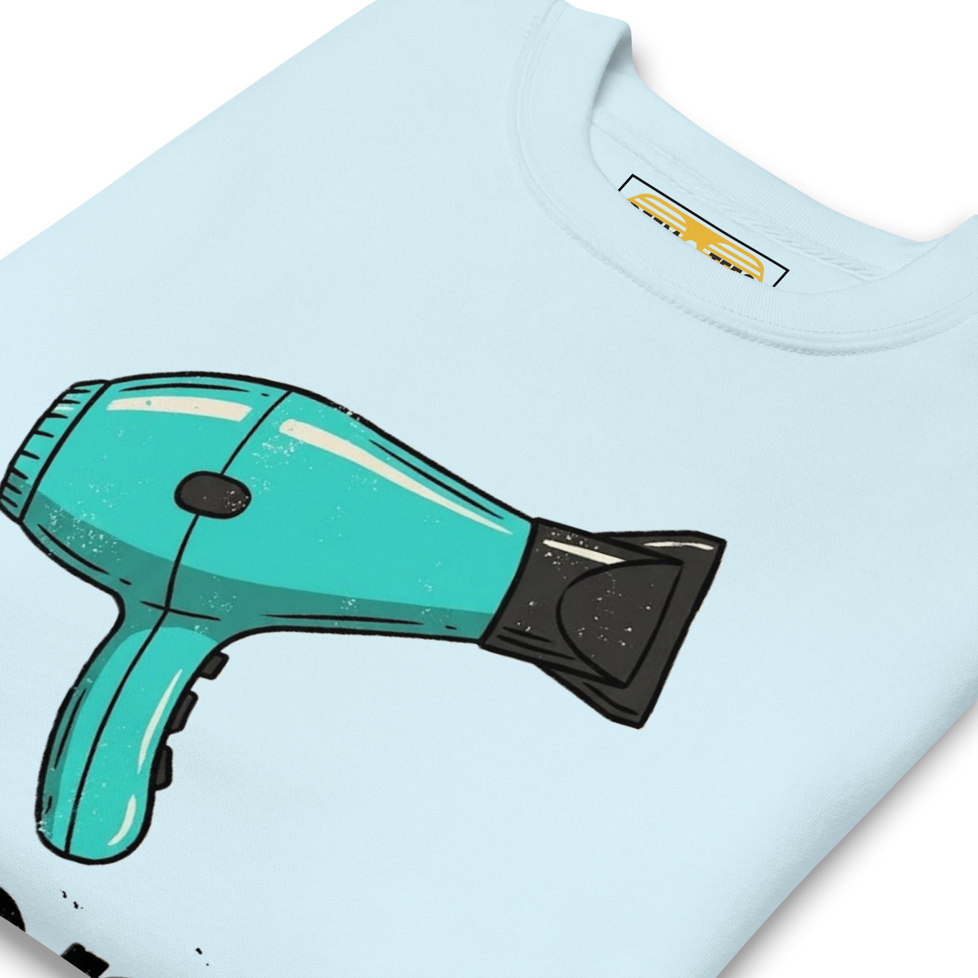 Sky blue unisex premium sweatshirt by Reem Tees featuring a soft fabric and relaxed fit design.