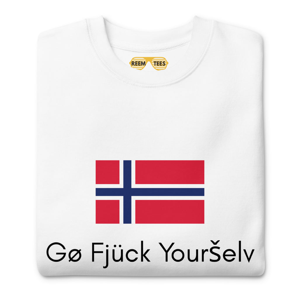 Go Fjuck Yourselv Norwegian Dark Logo Unisex Premium Sweatshirt