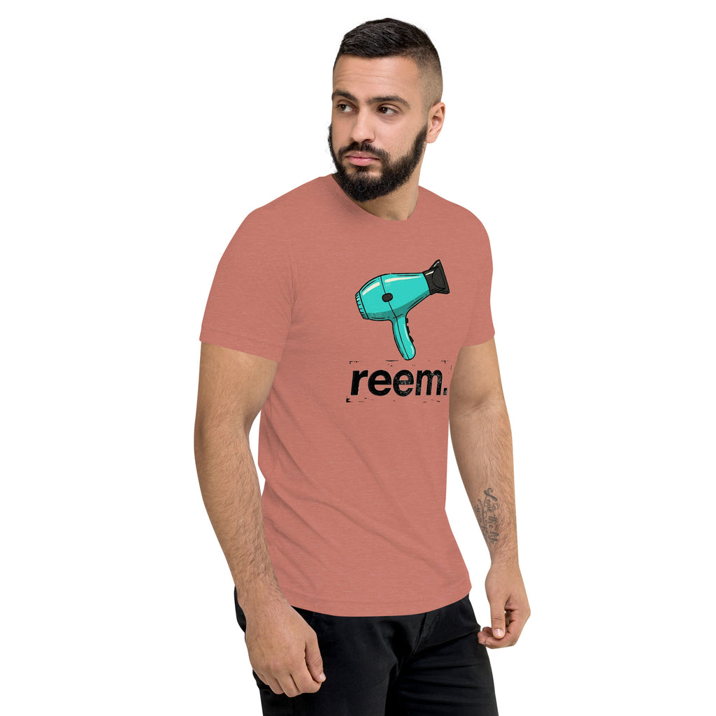 Mauve unisex tri-blend t-shirt featuring Reem Dark Logo, ideal for casual wear and comfortable fit.